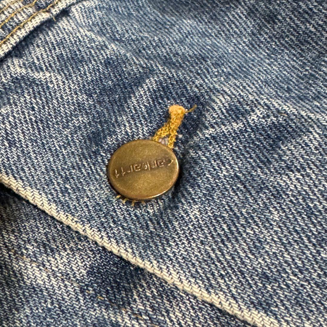 カーハート デニムジャケット JU0998 革パッチ ビンテージ古着 トラッカー