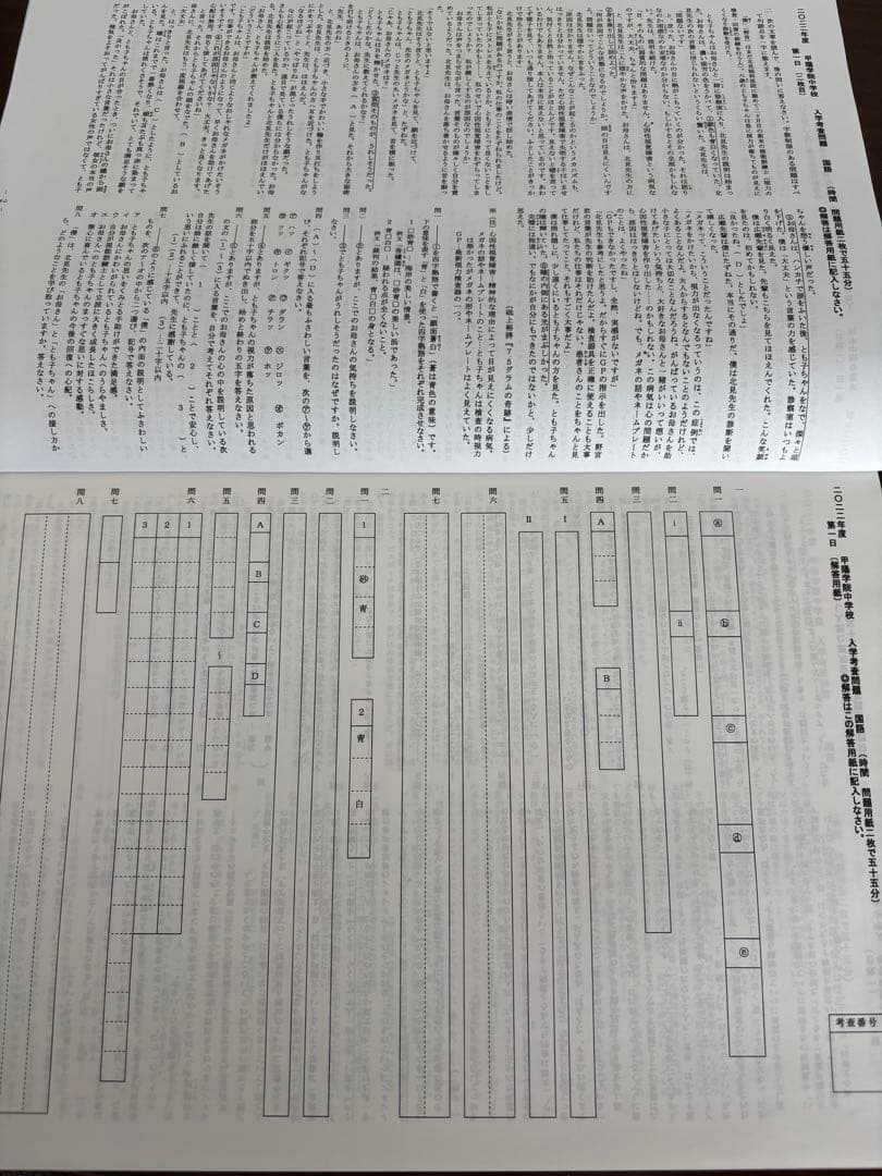 希学園　小６　最高レベル演習　算数　理科　、甲陽学院と北嶺中の入試問題