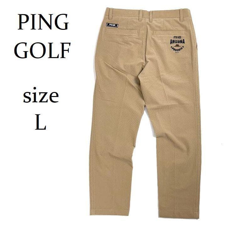 新品ピン ゴルフ トリコットコーデュロイ ワイドテーパード パンツ ベージュ L