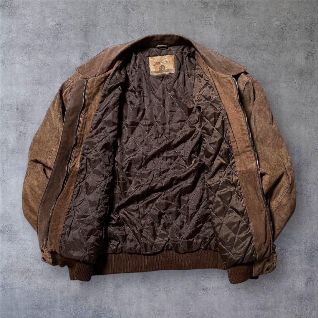 2347 古着90sセントジョンズベイスエードレザージャケット短丈ブラウン激渋