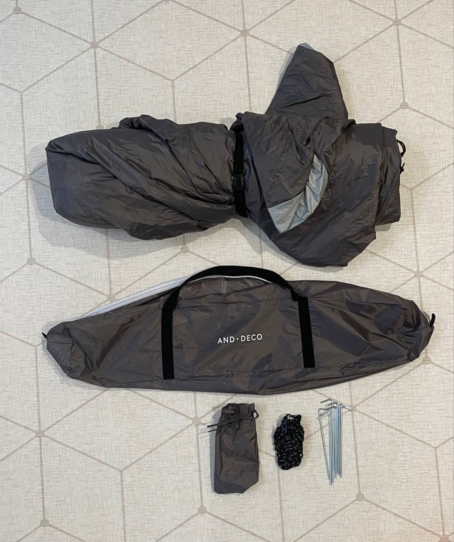 AND・DECO ワンタッチテント ウォームグレー（ブラックコーティングタイプ）