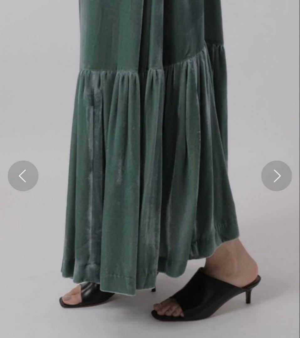 元値7万❤️Chaos カオス シルク100% ベルベット ロング グリーン