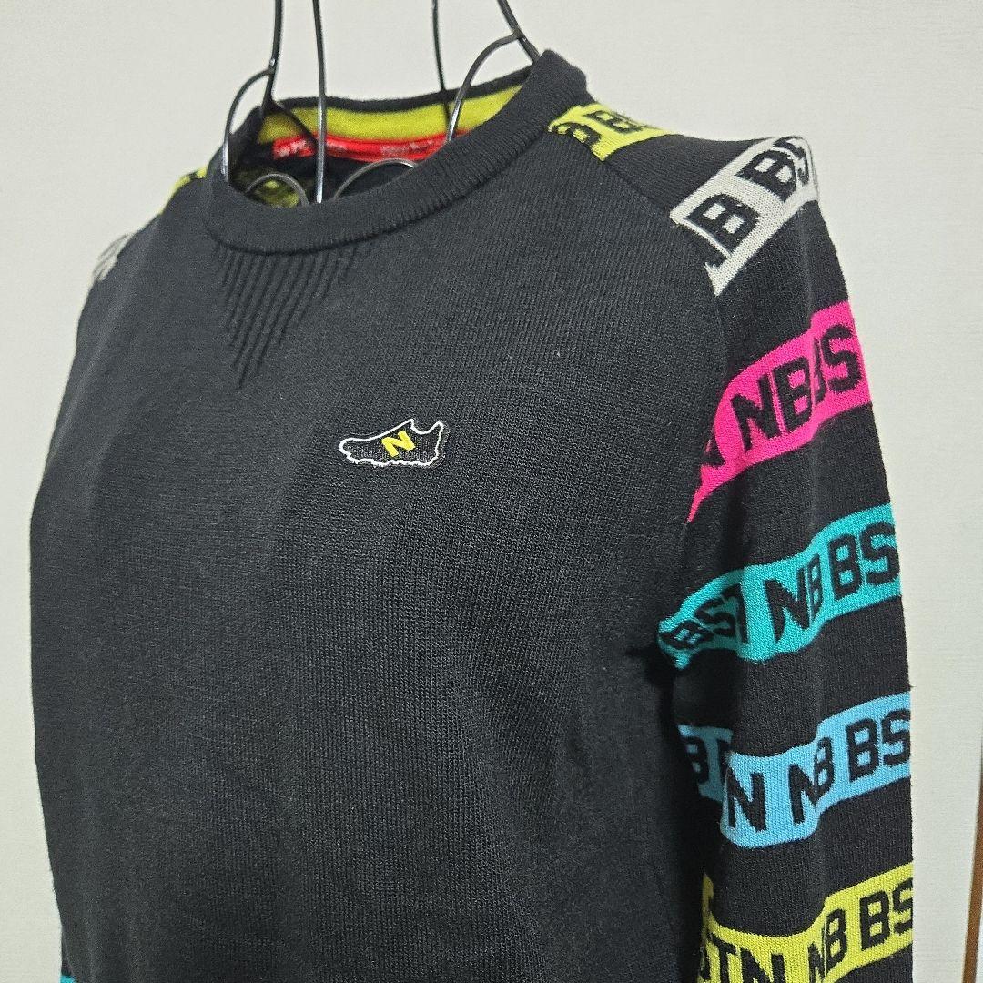 美品 ニューバランス ゴルフ ニットセーター　ウール混 アームロゴ