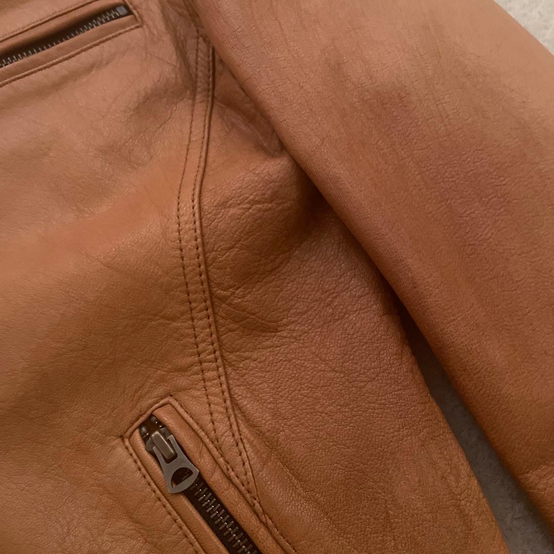 ジャックローズ 山羊革 レザー シングル ライダース キャメル 本革 L