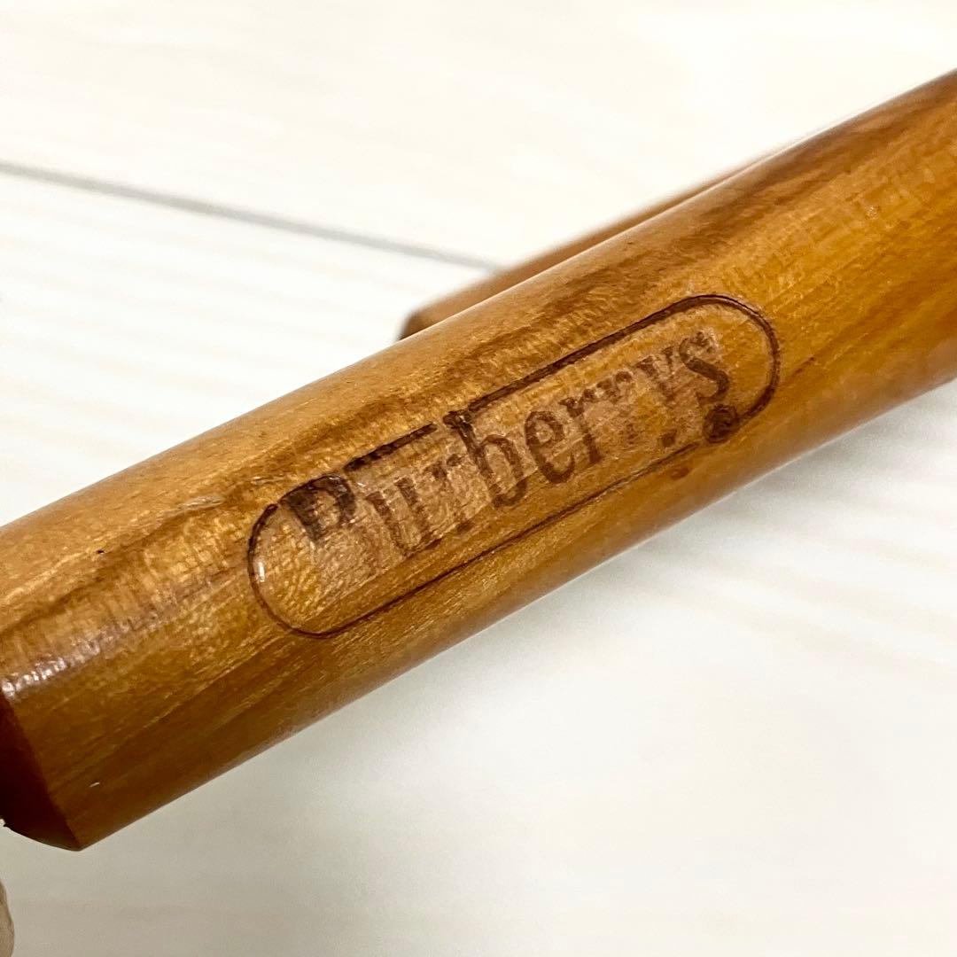 【極美品】バーバリー　長傘　ノバチェック　ロゴプレート　木製　ヴィンテージ