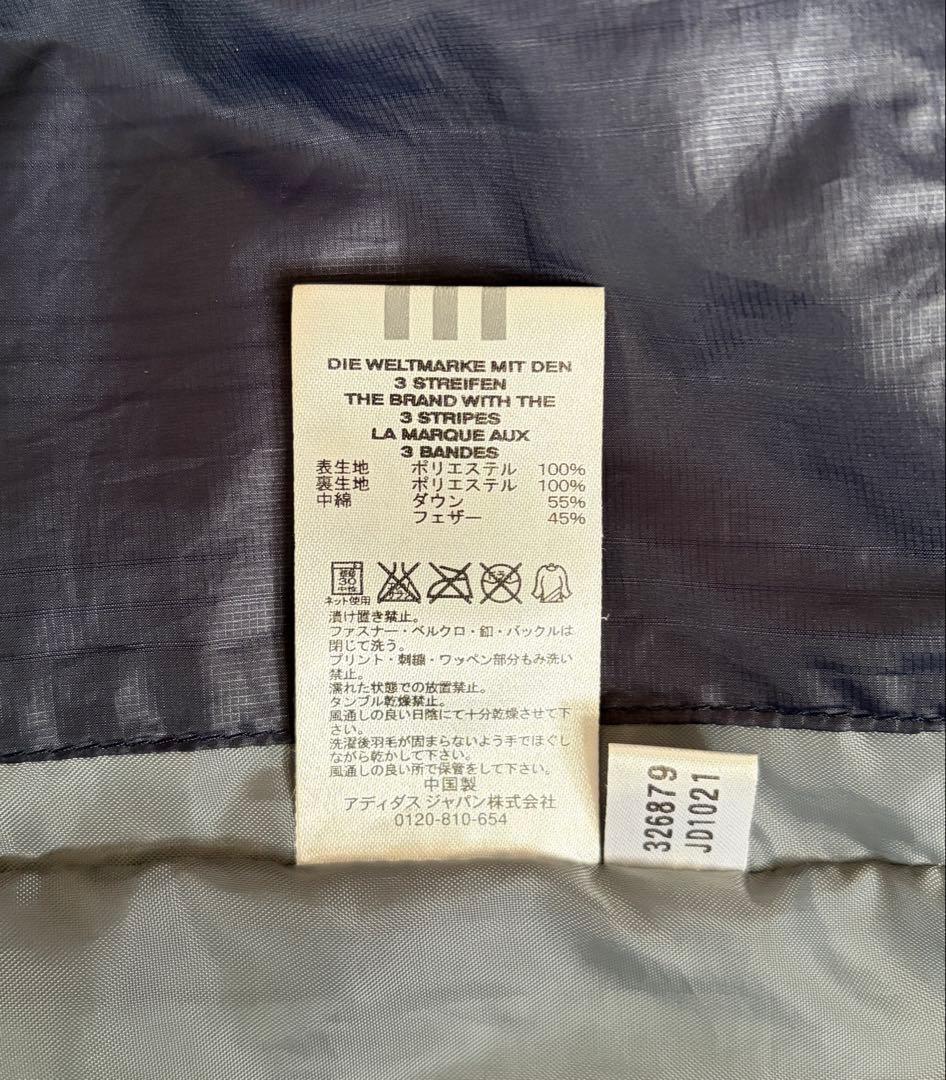 アディダス ベンチコート ロング Ｏ（XL相当） ネイビー フェザー45% 防寒