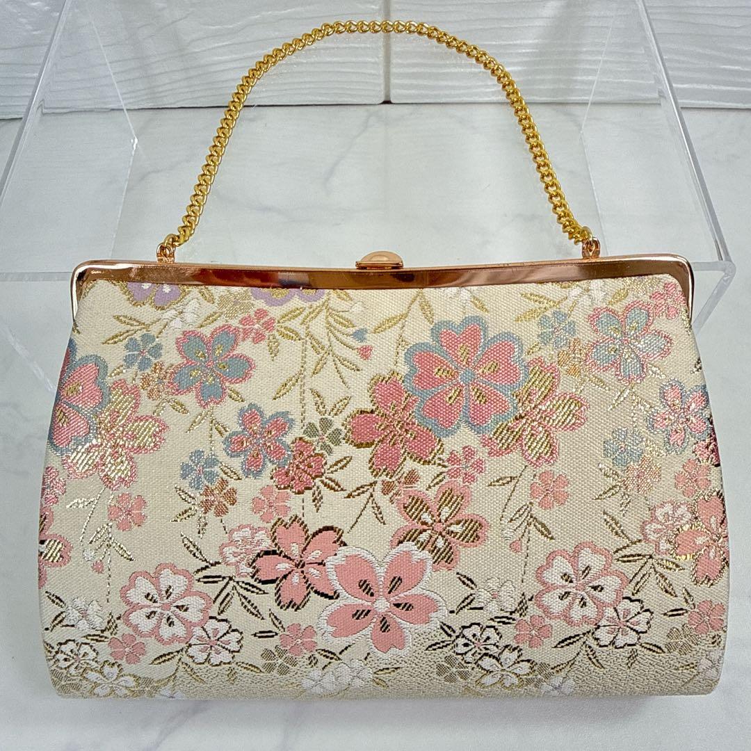 極美品 和装 草履＆バッグ セット 桜柄 金糸 礼装 成人式 卒業式 結婚式