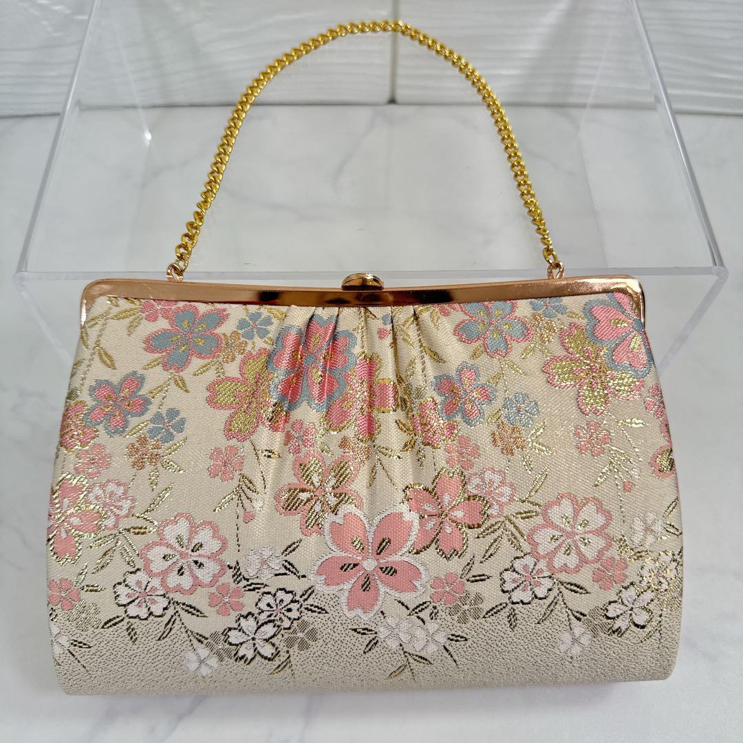 極美品 和装 草履＆バッグ セット 桜柄 金糸 礼装 成人式 卒業式 結婚式