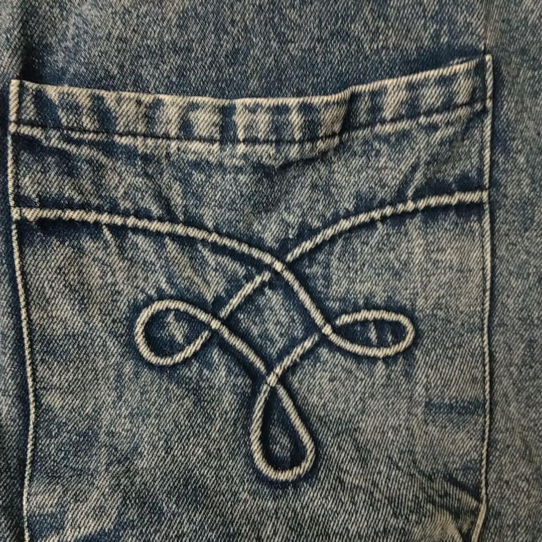 個性派古着☆立体ライン スナップボタン デニム 九分丈 カーディガン ジャケット