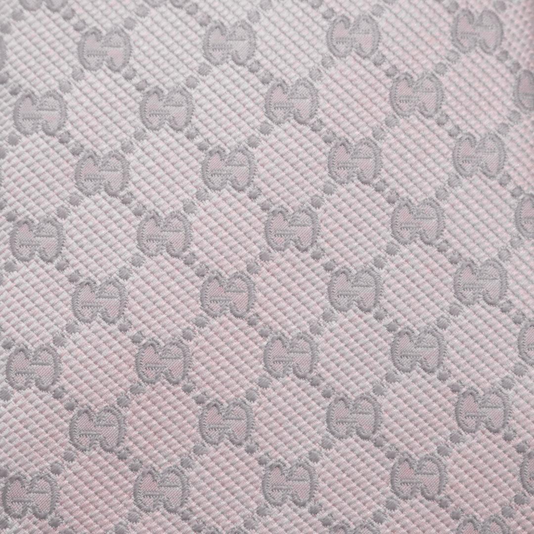 GUCCI グッチ　ピンク ネクタイ GG　パターン　シルク　ジャカード織
