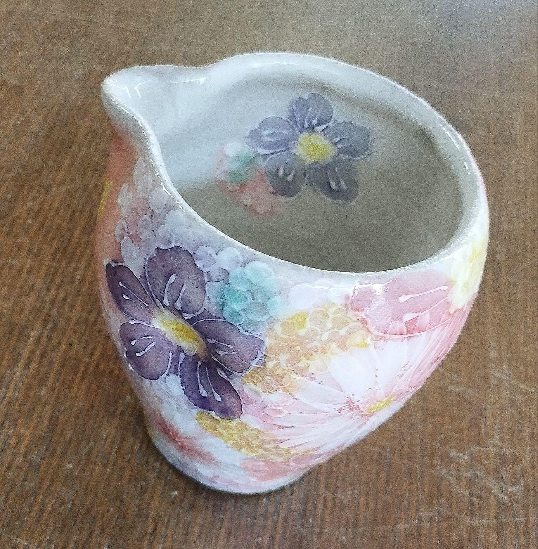 【新品・未使用】工房ゆずりは　紅彩花間取　片口　瀬戸焼　陶器　お酒　贈り物