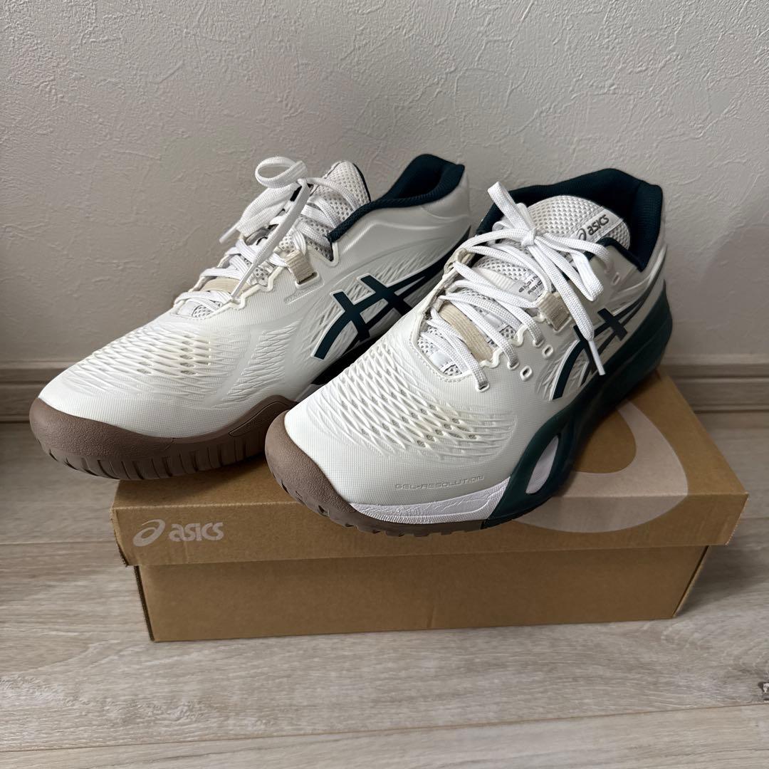 ASICS テニスシューズ ホワイト/グリーン28