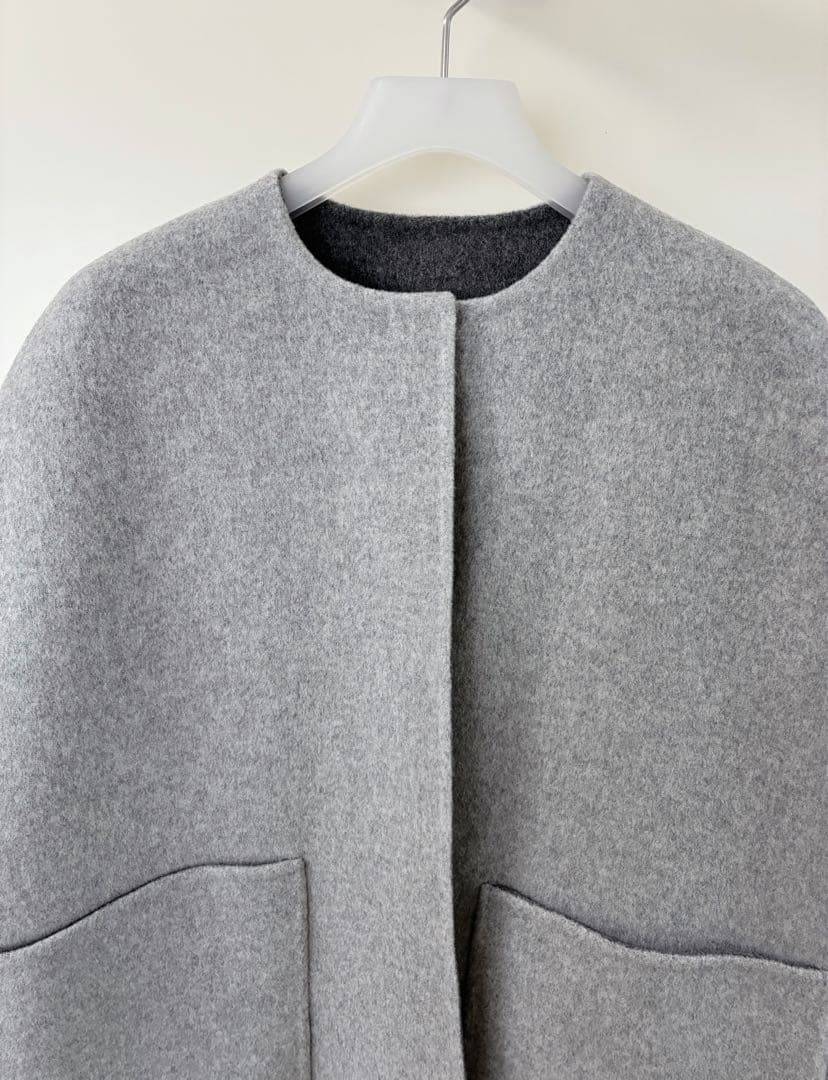 極美品 UNITED ARROWS バイカラー リバー ケープ 36 グレー