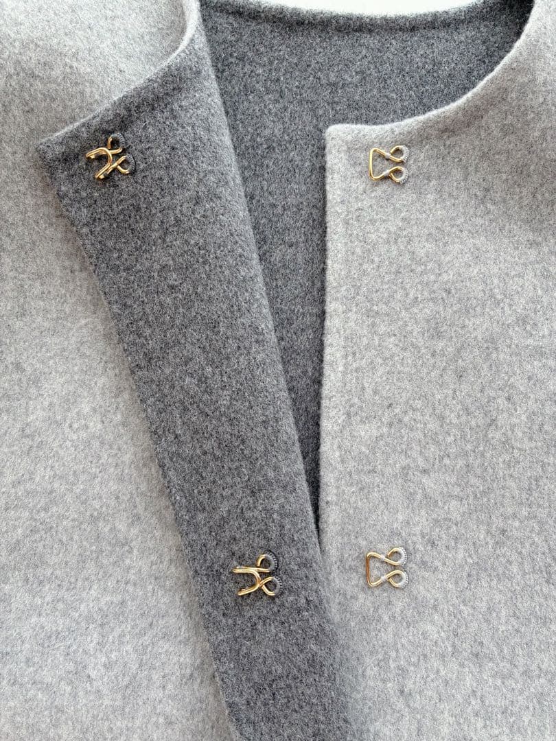 極美品 UNITED ARROWS バイカラー リバー ケープ 36 グレー