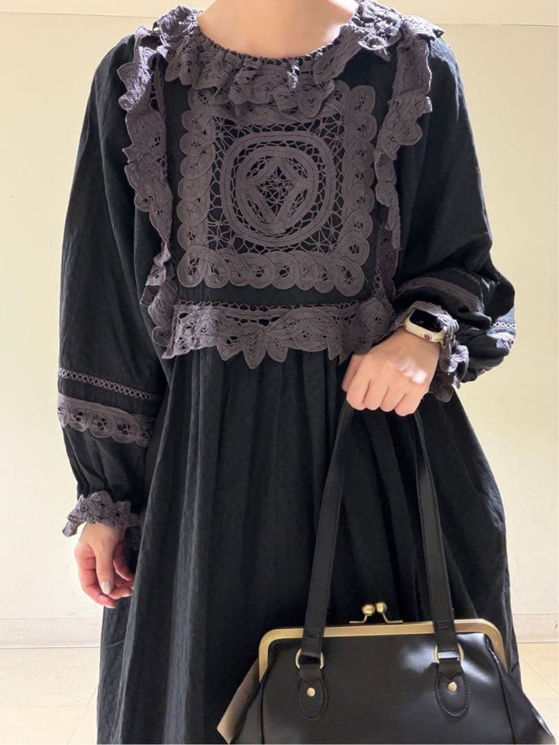 TSUHARU by Samansa Mos2 ドビーバテンレースワンピース　M