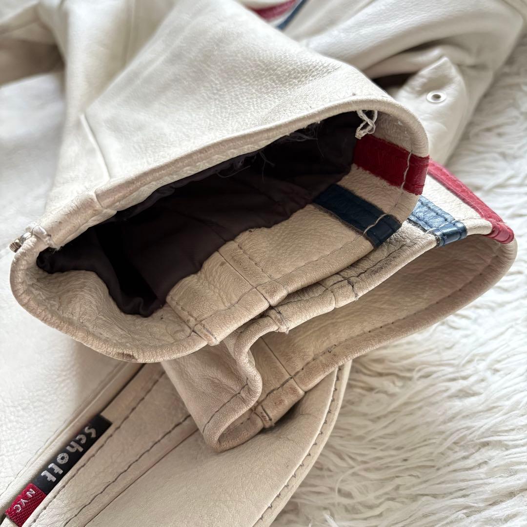 XL 良品　クラシックレーサー　Schott　シングルライダース　牛革　ホワイト
