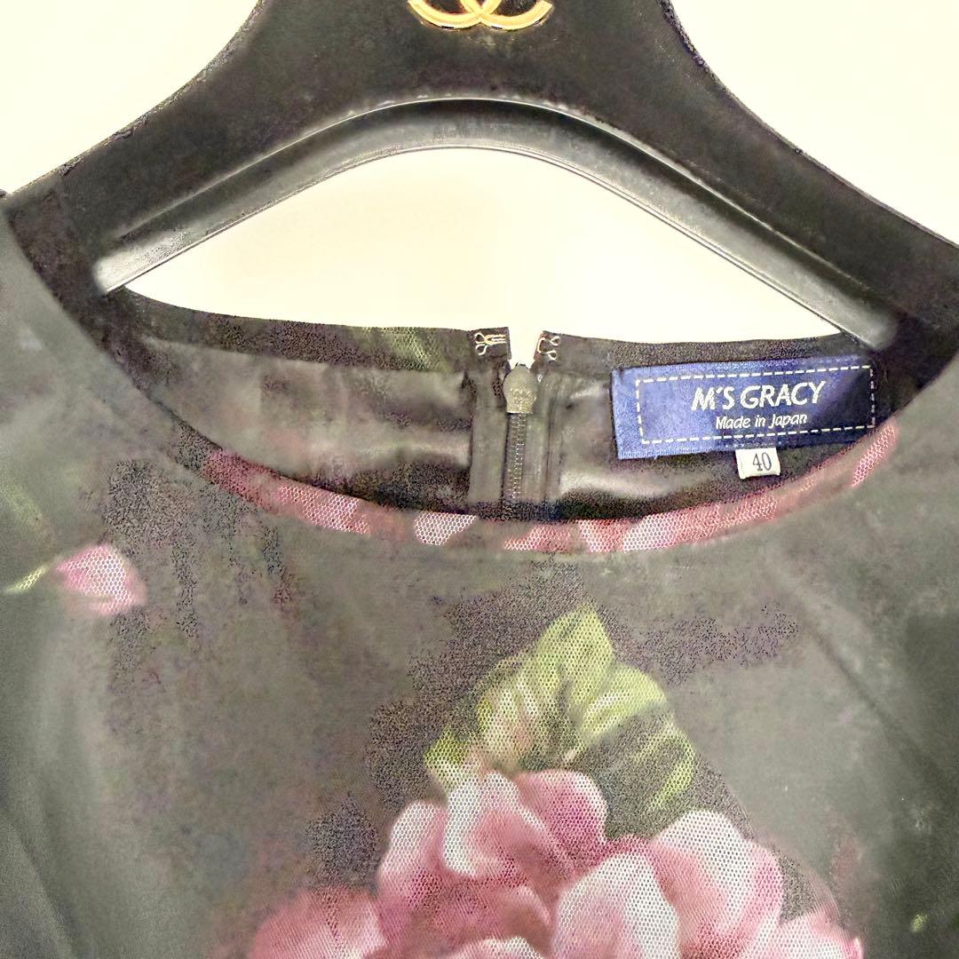 【美品✨】エムズグレイシー　シアーローズプリントドレス　40 2023年