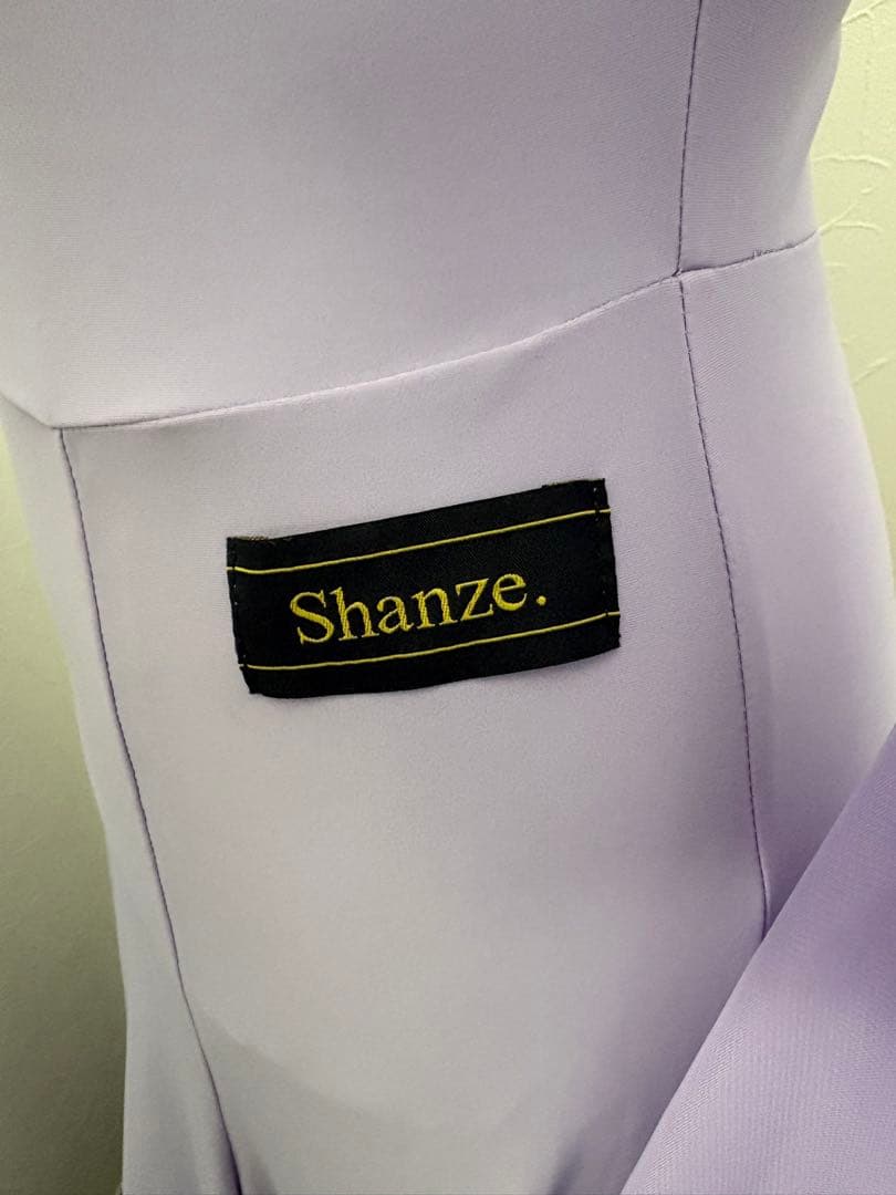 社交ダンス　薄紫色 フレアスリーブ ロングドレス