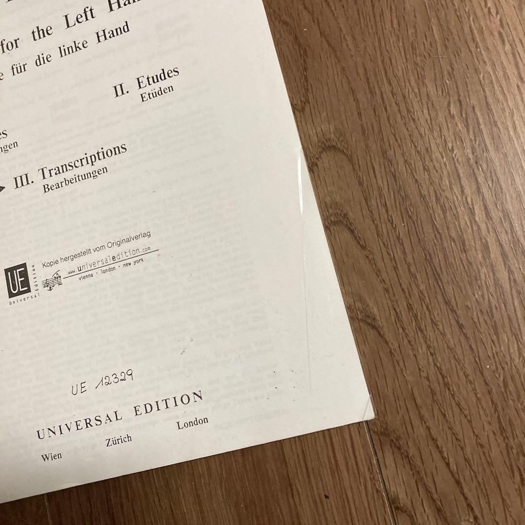 PAUL WITTGENSTEIN/ 左手の為のピアノ編曲集 UNIVERSAL