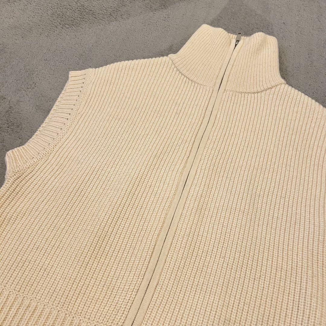 【美品】CLANE ZIP COLLAR KNIT VEST-ivory
