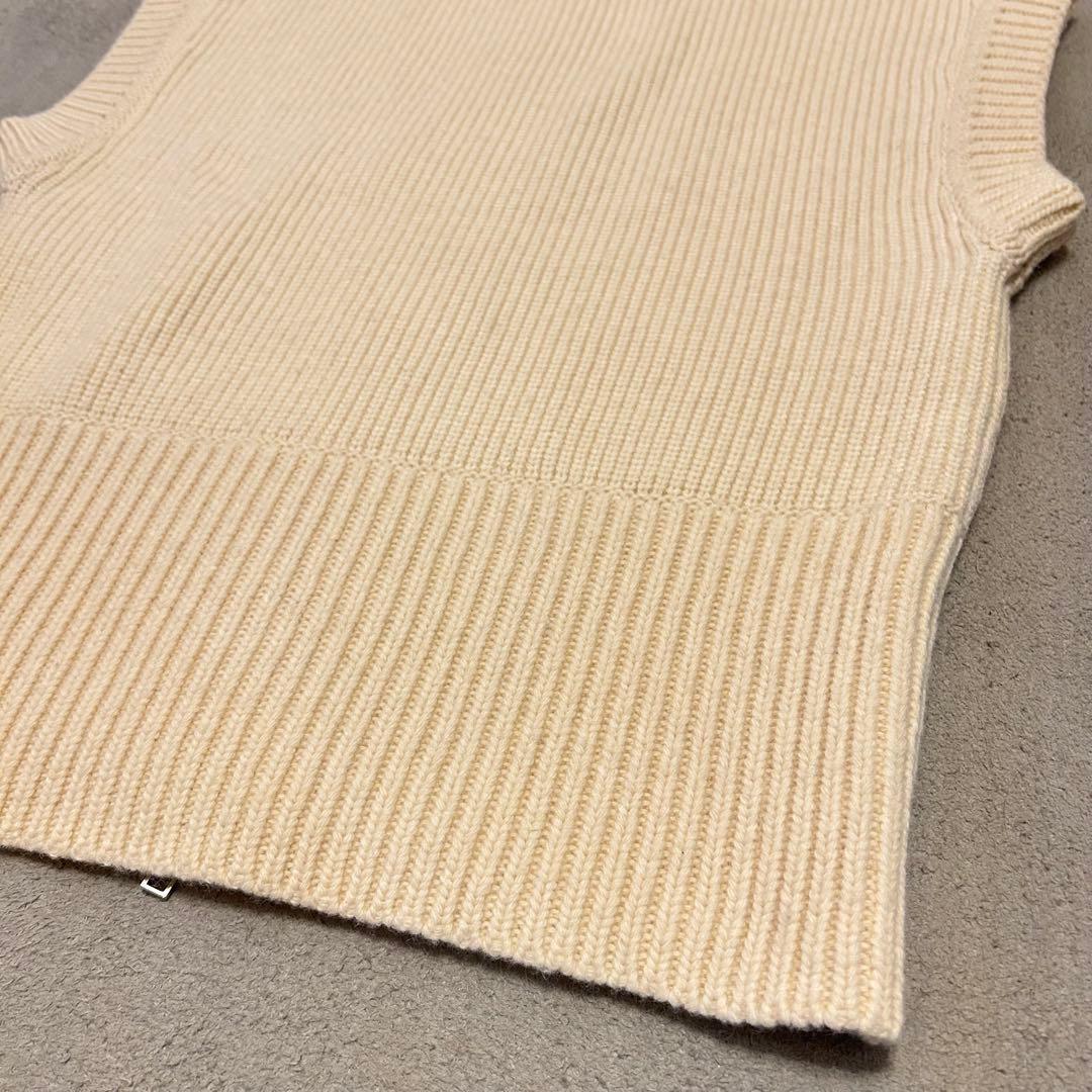 【美品】CLANE ZIP COLLAR KNIT VEST-ivory