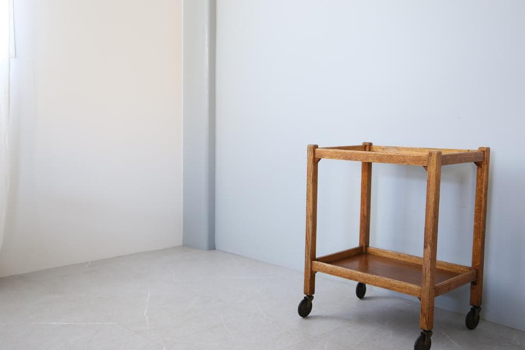 英国アンティーク木製キッチンワゴン/トロリー/飾り棚サイドテーブル机92-184