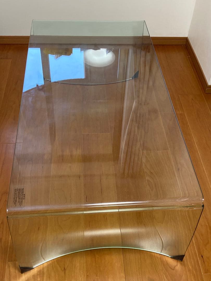 【訳あり/キズ3点】Francfranc廃盤品★ガラス製ロー テーブル120cm