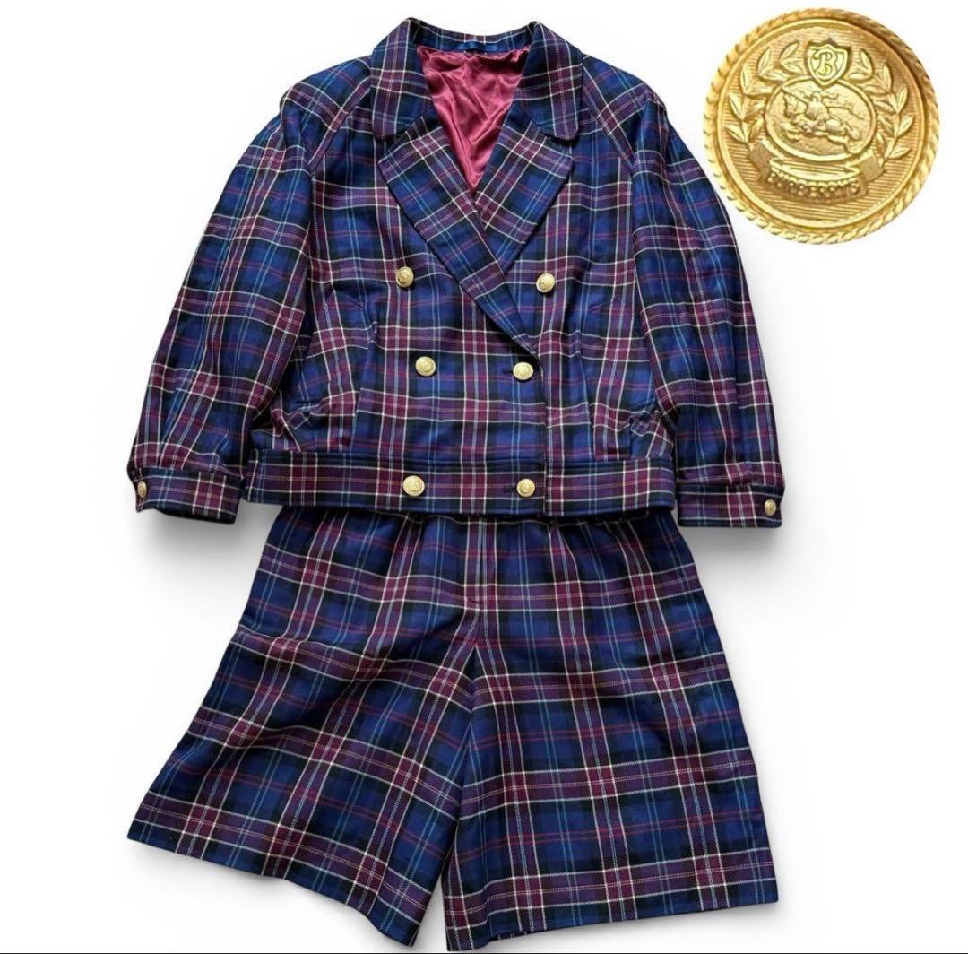 バーバリーズ チェック柄 金ボタン ダブルブレスト ジャケット オーバーサイズ