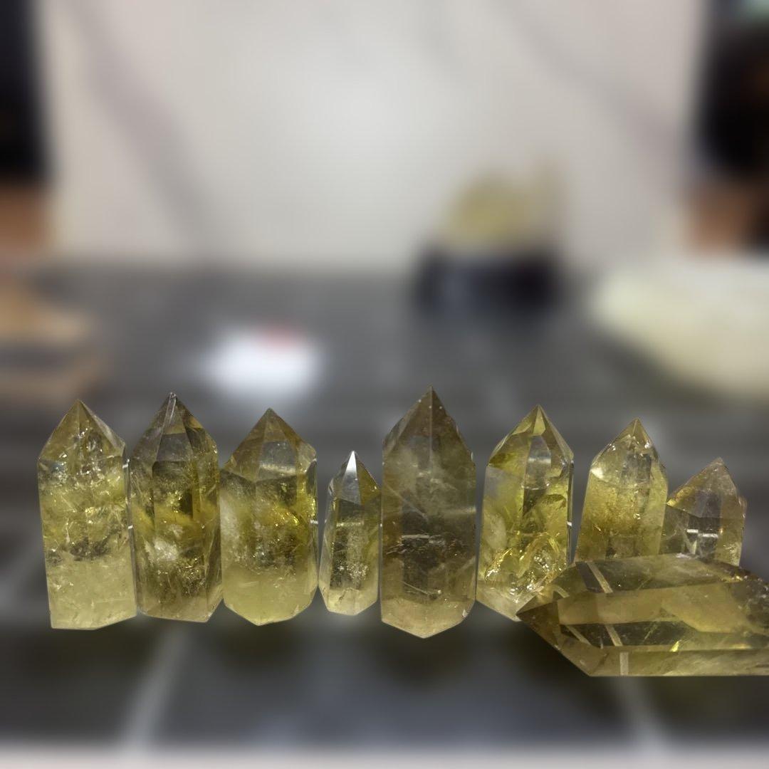 高透明　シトリンクラスター 原石 台座付き　スモーキーシトリン　ポイントセット